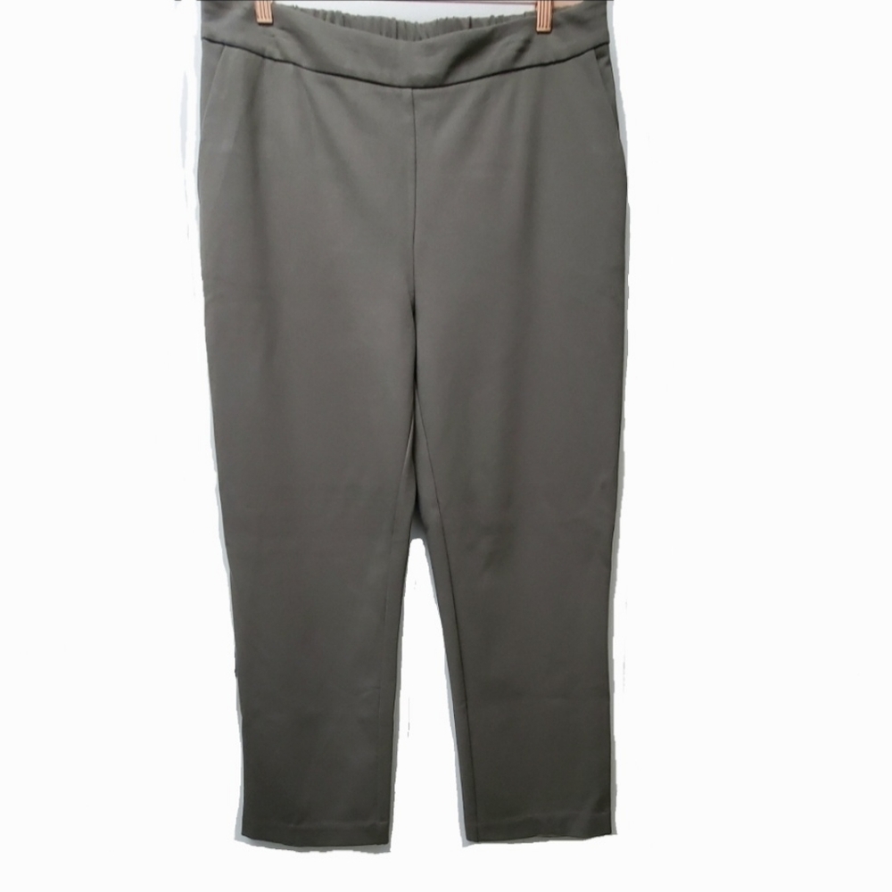 Petite Principle Olive Gray High Rise Flat Front Side Back Pockets Pants XLP New